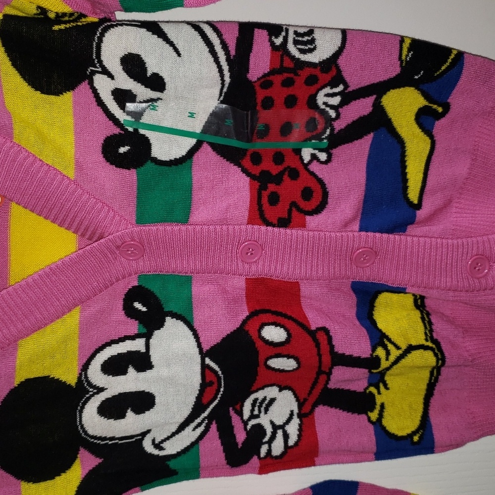 Disney 100 Girls Pink Retro Striped Cardigan Size Medium - Picture 5 of 7